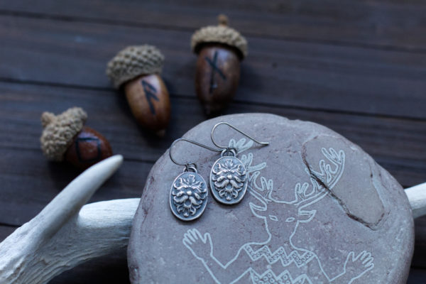 Greenman Earrings - Silver