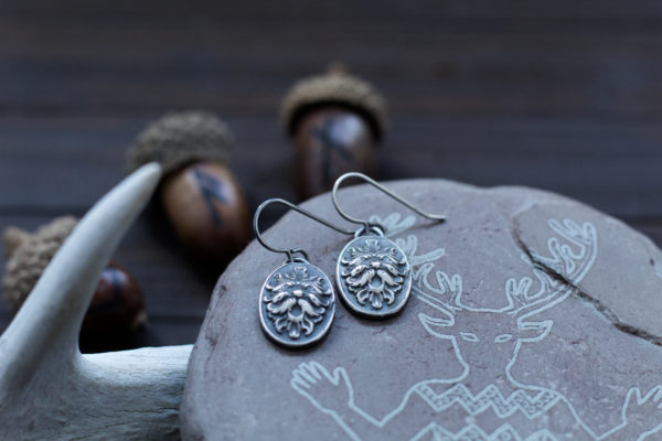 Greenman Earrings - Silver
