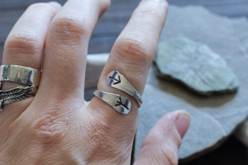 Silver Rune Wrap Ring - Custom Runes