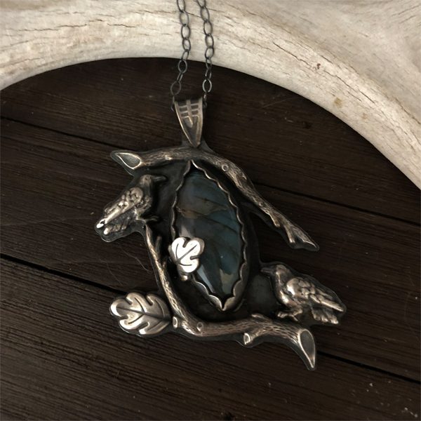 Donars Oak - Huginn and Muninn Labradorite Pendant