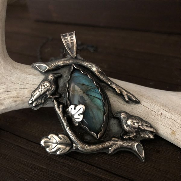 Donars Oak - Huginn and Muninn Labradorite Pendant