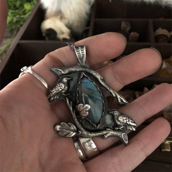 Donars Oak - Huginn and Muninn Labradorite Pendant