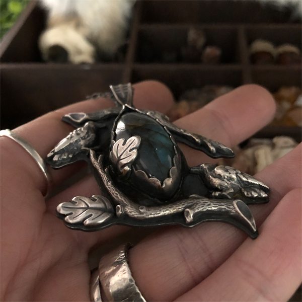 Donars Oak - Huginn and Muninn Labradorite Pendant
