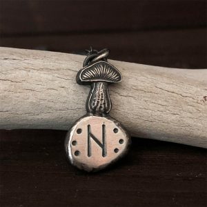 silver mushroom pendant custom rune