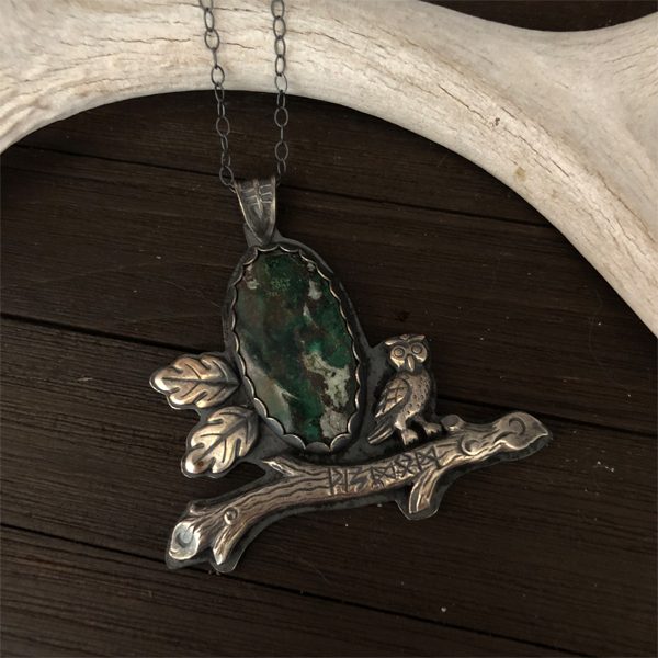 The Wisdom Owl - Chrysocolla Pendant