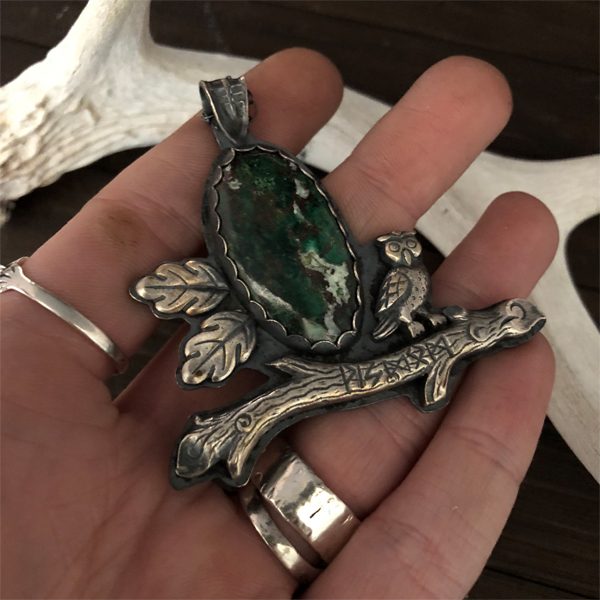 The Wisdom Owl - Chrysocolla Pendant
