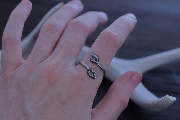 silver leaf wrap ring