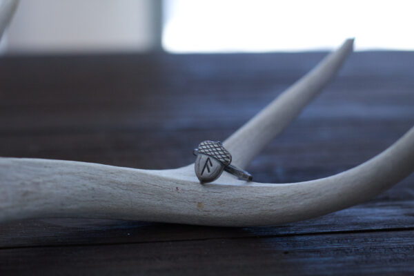 silver acorn rune ring
