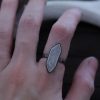 hand drawn silver crystal point ring