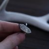 hand drawn silver crystal point ring