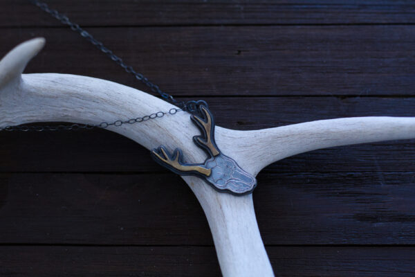 silver deer skull pendant