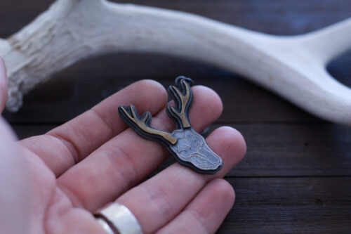 silver deer skull pendant