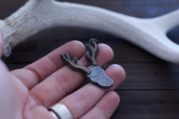 silver deer skull pendant
