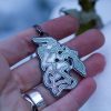 silver krampus pendant necklace