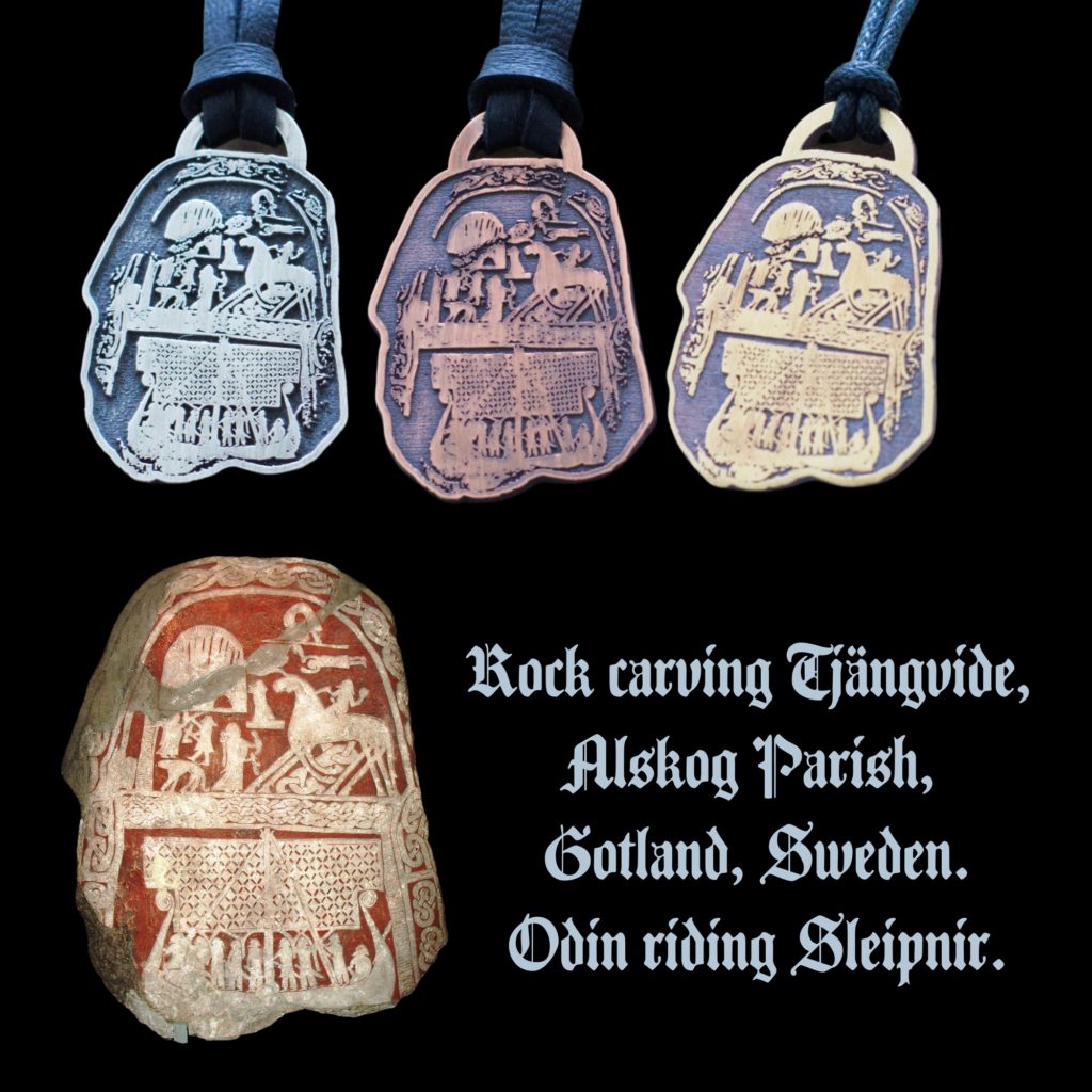 Odin Riding Sleipnir Rock Carving Pendant