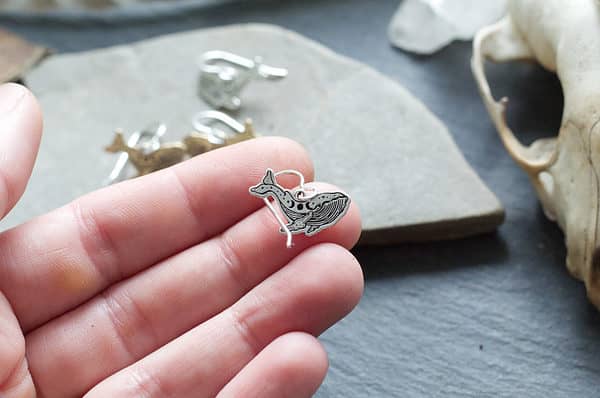 blue whale earrings 2 triple moon blue whale earrings