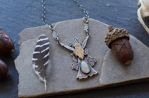 Walpurgisnacht Fire Dance Ritual Pendant With Opal