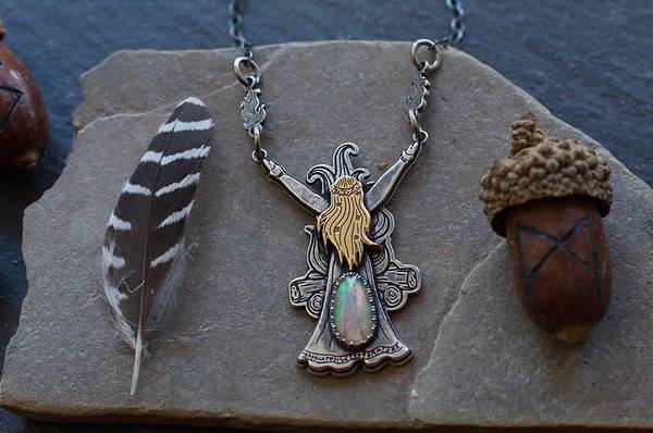 Walpurgisnacht Fire Dance Ritual Pendant With Opal