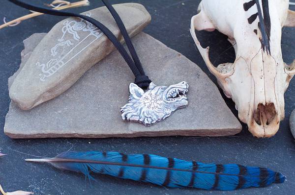 Fenrir Pendant Necklace with Vegvisir