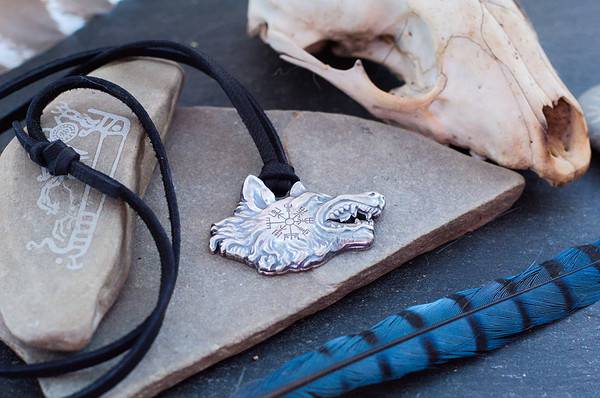 Fenrir Pendant Necklace with Vegvisir