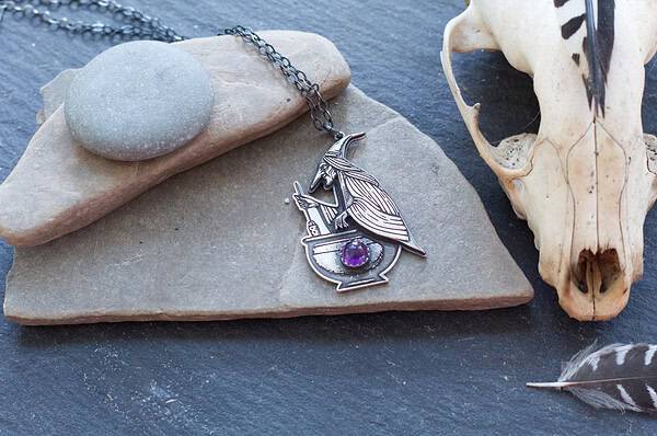 baba yaga cauldron pendant 1 Baba Yaga Sterling Silver + Amethyst Necklace Pendant