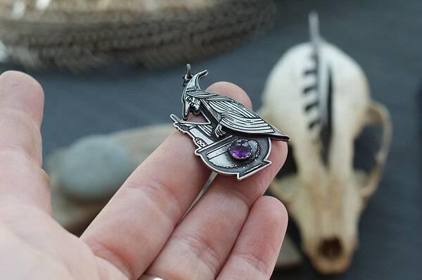 baba yaga cauldron pendant 4 Baba Yaga Sterling Silver + Amethyst Necklace Pendant
