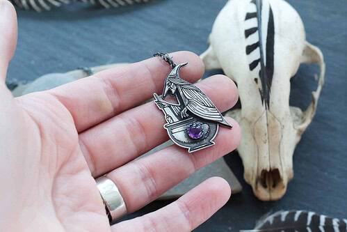 Baba Yaga Sterling Silver + Amethyst Necklace Pendant
