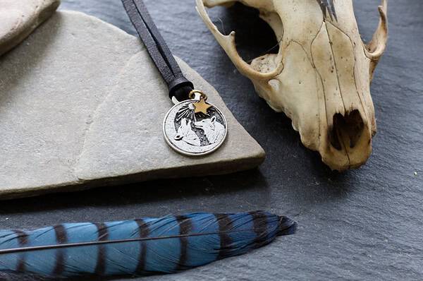 Sköll and Hati Pendant - Sun, Moon and Stars