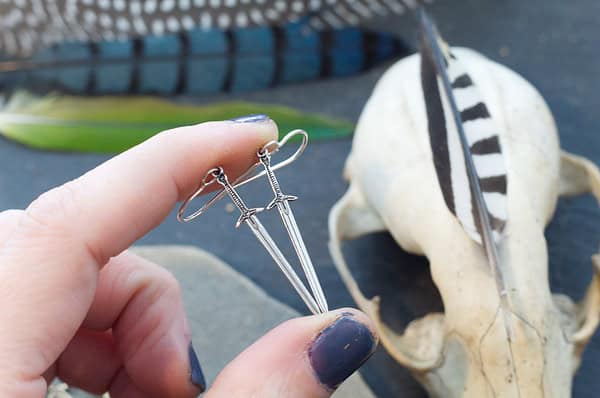 Sterling Silver Medieval Sword Earrings