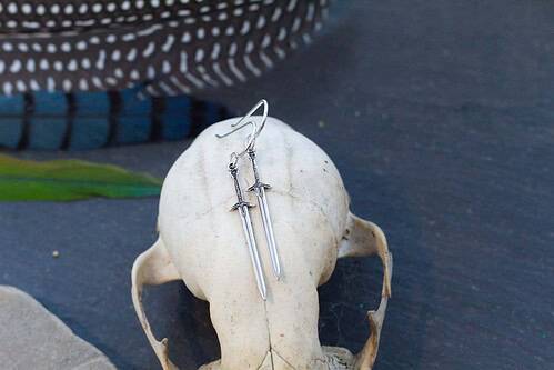 Sterling Silver Medieval Sword Earrings