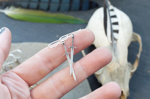 Sterling Silver Medieval Sword Earrings