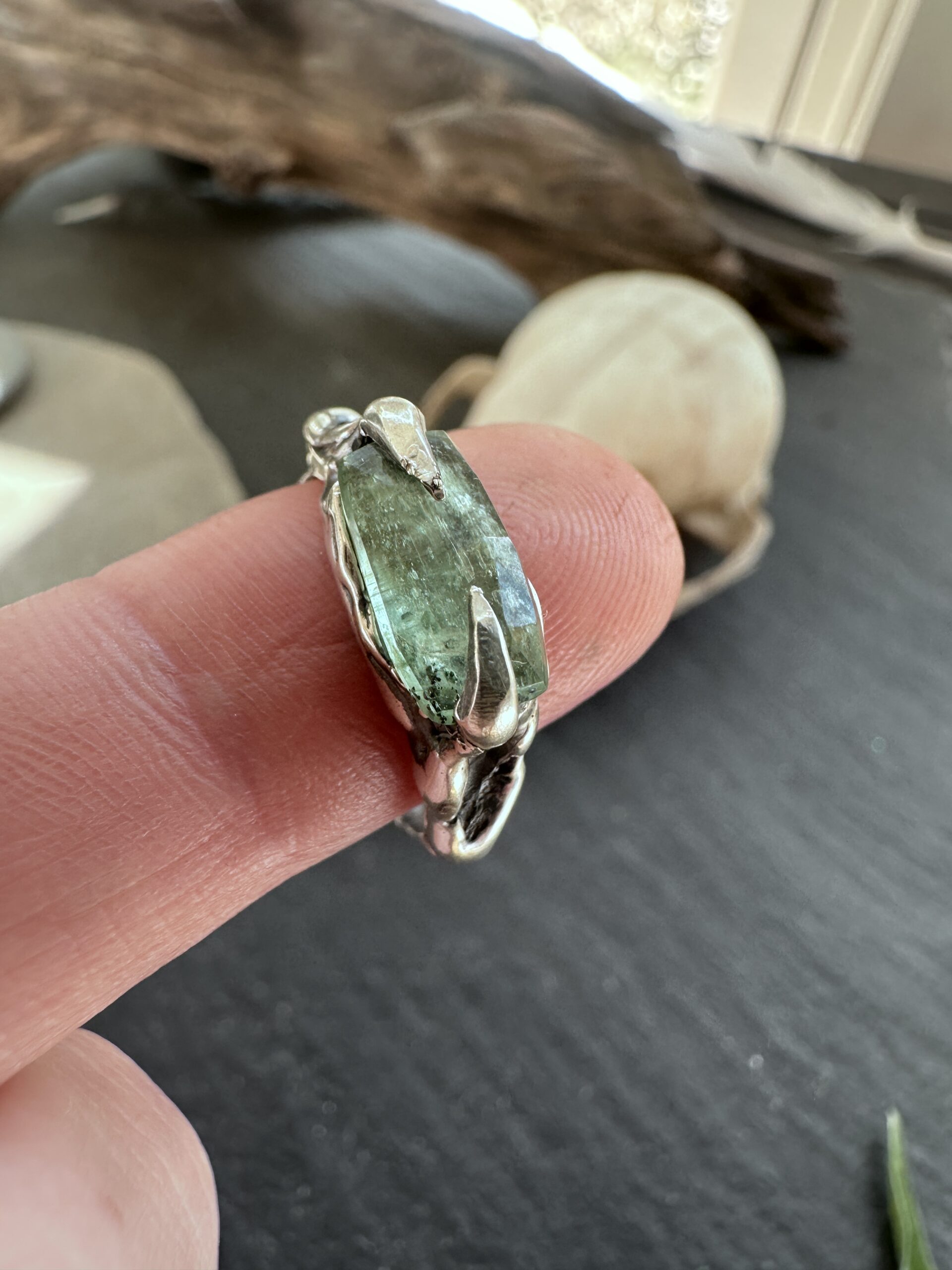 Green Kyanite Vine Ring