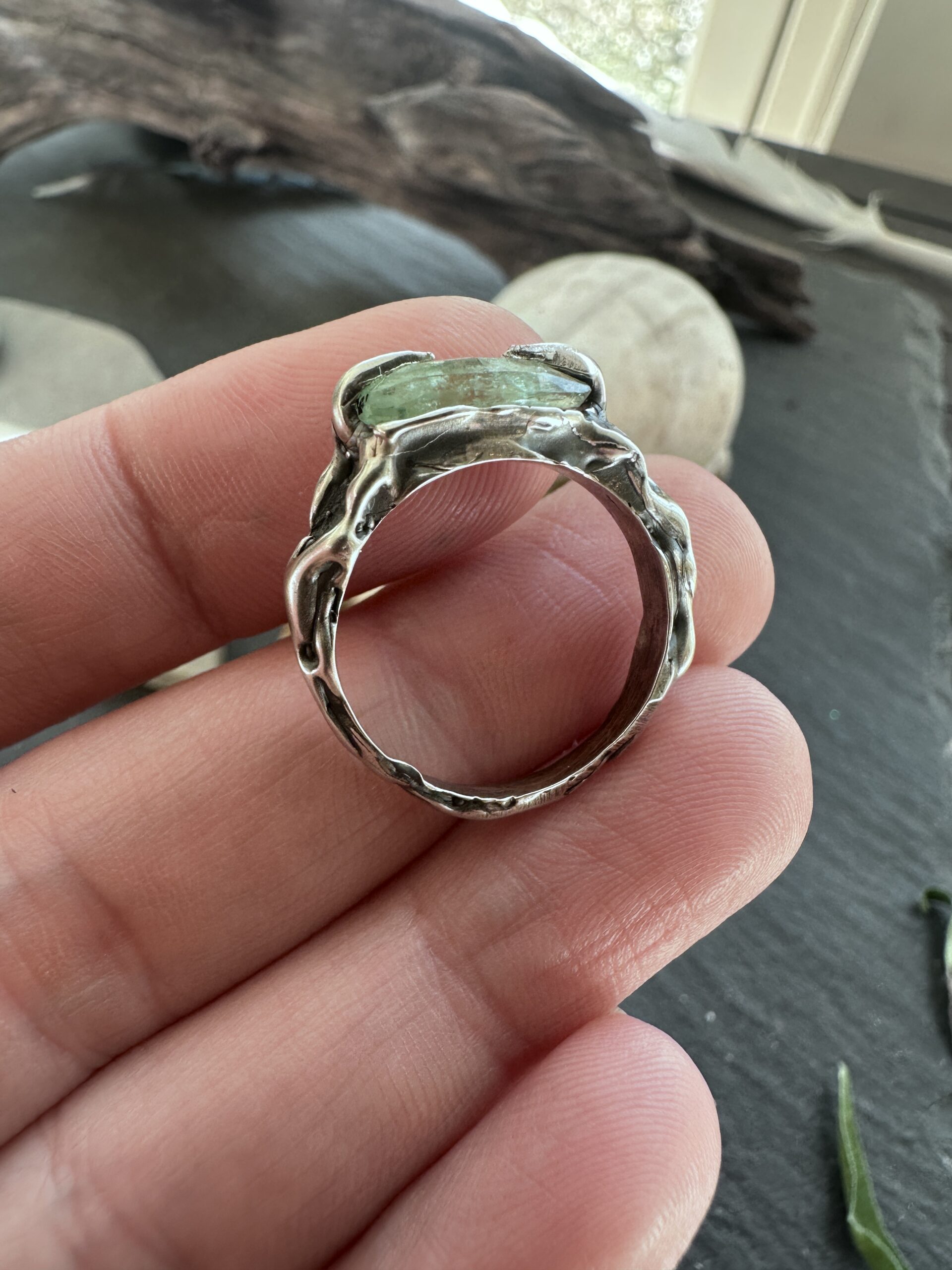 Green Kyanite Vine Ring