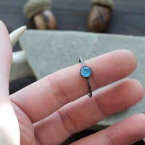 Sterling Silver Rainbow Moonstone Ring - Stackable Gemstone Rings for Women - Crystal Rings for Women