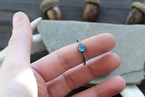 Sterling Silver Rainbow Moonstone Ring - Stackable Gemstone Rings for Women - Crystal Rings for Women