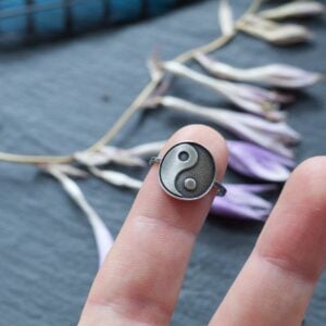 Yin Yang Ring - Silver - Black and White - Light and Dark - Good and Evil