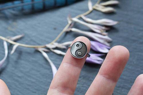 Yin Yang Ring - Silver - Black and White - Light and Dark - Good and Evil