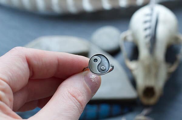 Yin Yang Ring - Silver - Black and White - Light and Dark - Good and Evil