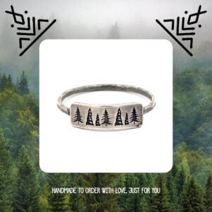 Pine Tree Ring - Forest Ring - Nature Jewelry - Evergreen Tree - Fir - Pagan Symbolism - Tree Rings - Stack Ring - Winter Solstice