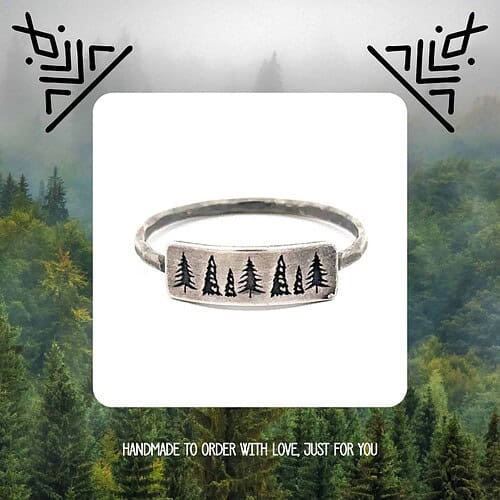 Pine Tree Ring - Forest Ring - Nature Jewelry - Evergreen Tree - Fir - Pagan Symbolism - Tree Rings - Stack Ring - Winter Solstice