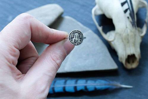 Hecate Greek Goddess Sterling Silver Disc Round Ring - Gift for Witch Woman - Sister Coven