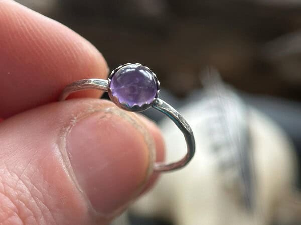 Amethyst Stacking Ring, Dainty Birthstone Jewelry, Purple Gemstone Ring, Stackable Silver Band, Gift Idea, Dainty Purple Gemstone Jewelry