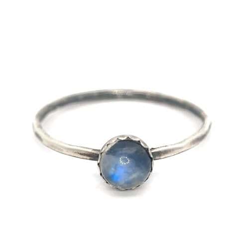 Rainbow Moonstone Stacking Ring, Gemstone Jewelry, June Birthstone, Unique Gift for Her, Boho Style Ring, Gemstone Ring Moonstone Stack Ring