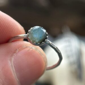 Labradorite Stacking Ring, Dainty Silver Ring, Gemstone Jewelry, Sterling Silver Gemstone Ring, Unique Gift for Her, Blue Stone Silver Ring