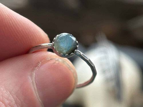 Labradorite Stacking Ring, Dainty Silver Ring, Gemstone Jewelry, Sterling Silver Gemstone Ring, Unique Gift for Her, Blue Stone Silver Ring