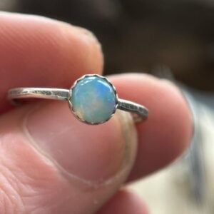 Opal Stacking Ring, Minimalist Silver Opal Jewelry, October Birthstone Gift, Unique Bridesmaid Ring, Handmade Opal Band, Opal Stackable Band