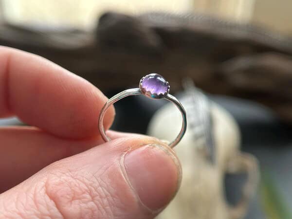 Amethyst Stacking Ring, Dainty Birthstone Jewelry, Purple Gemstone Ring, Stackable Silver Band, Gift Idea, Dainty Purple Gemstone Jewelry
