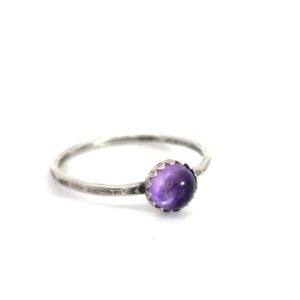 Amethyst Stacking Ring, Dainty Birthstone Jewelry, Purple Gemstone Ring, Stackable Silver Band, Gift Idea, Dainty Purple Gemstone Jewelry