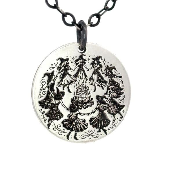 Walpurgis Night Witch Necklace Witches Bonfire Pendant Pagan Festival Jewelry Occult Gift for Her Wiccan Ritual Amulet Witchy Accessory
