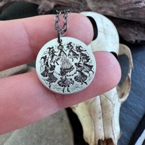 Walpurgis Night Witch Necklace Witches Bonfire Pendant Pagan Festival Jewelry Occult Gift for Her Wiccan Ritual Amulet Witchy Accessory